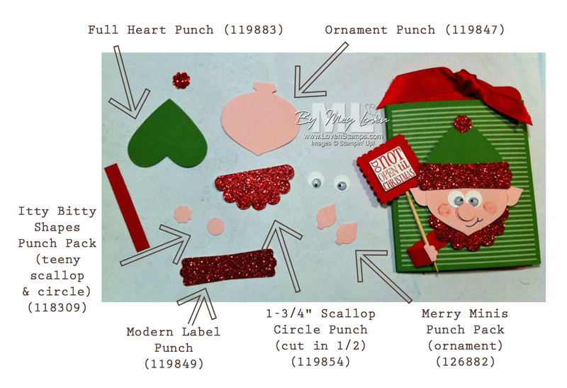 Elf on the Shelf Stampin' Up Punch Art directions