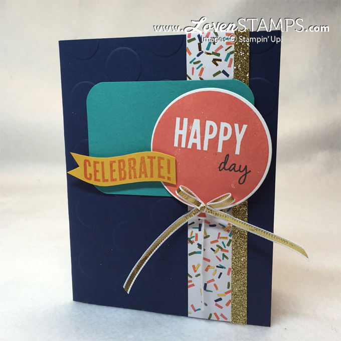 Celebrate Today Birthday Balloons - Night of Navy Polka Dot Embossed Card by LovenStamps for Stamps in the Mail Club