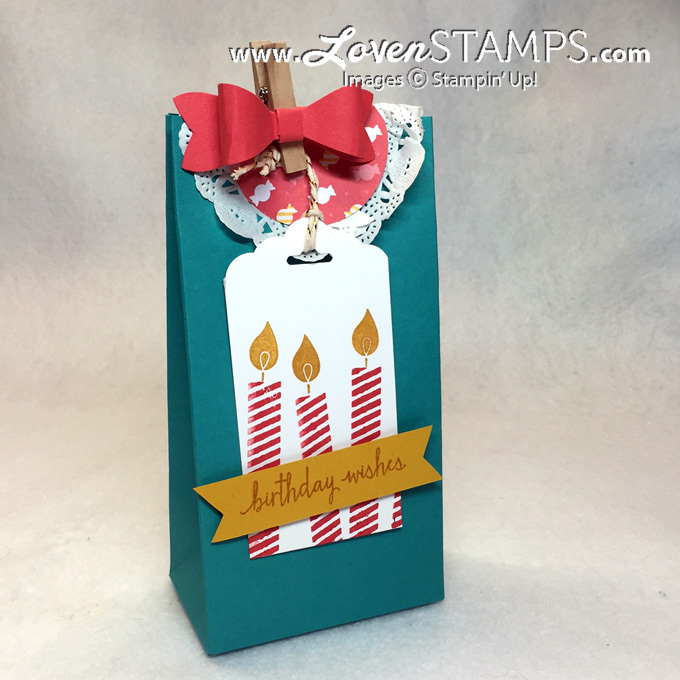 Build A Birthday Gift Bag with the Gift Bag Punch Board, with tips for the Bow Builder Punch - Video Tutorial by LovenStamps