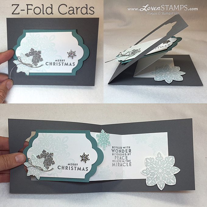 Z Fold Card - Flurry of Wishes stamp set with tutorial link by LovenStamps