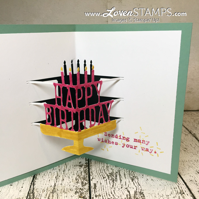 LovenStamps: Occasions Catalog Video Tutorial - Party Pop-Up Thinlits Dies and Party with Cake stamp set, for Stamps in the Mail Club with Meg