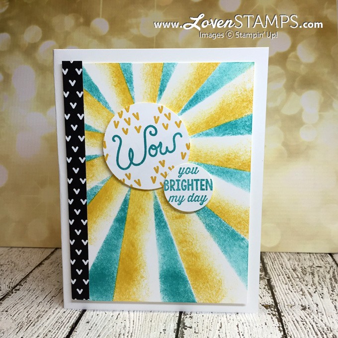 LovenStamps Video Tutorial: Sponged Sunburst Sayings and Sunburst Thinlits Die technique for Stamps in the Mail Club - February 2016 only at LovenStamps