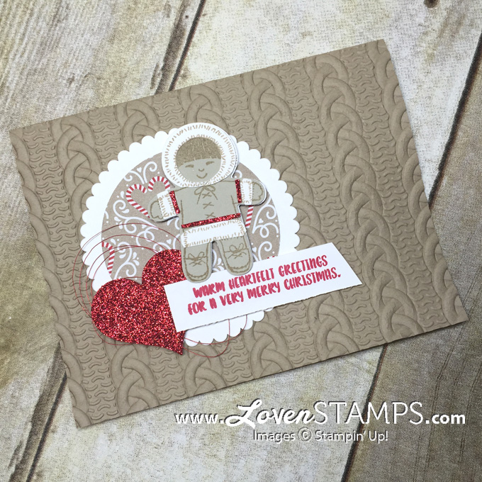 LovenStamps: Create a warm heart with the eskimo from Cookie Cutter Christmas - Cable Knit Folder card, exclusive project kit for Stamps in the Mail Club with Meg