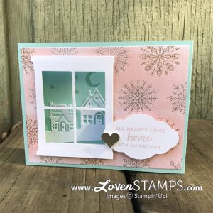 LovenStamps: New Hometown Greetings Shadowbox with Hearth & Home Framelits Dies and Year of Cheer paper for Stamps in the Mail Club with Meg