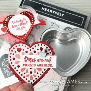 Lovenstamps stampin up foil heart tin baking treat valentine card idea heartfelt stamp set