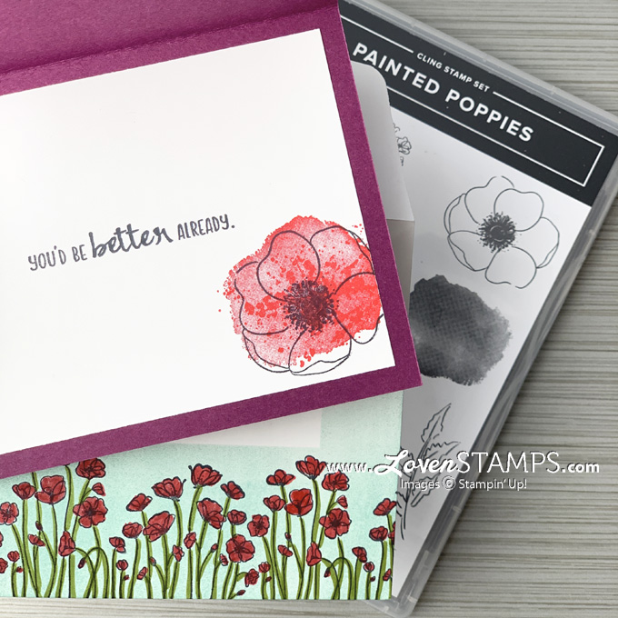 painted poppies suite stampin up mini catalog 2020 envelope art card idea from lovenstamps sab sending you thoughts