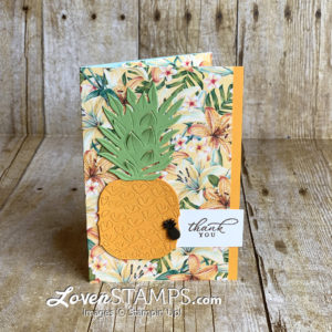 timeless tropical bundle stampin up pineapple triple panel masking technique card from lovenstamps