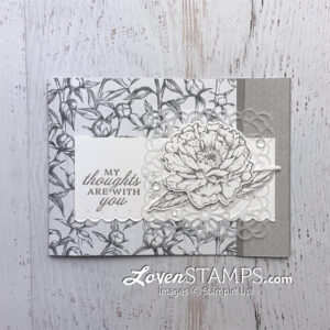 prized peony dsp card base lovenstamps stampin up garden square vellum doilies monochromatic card idea