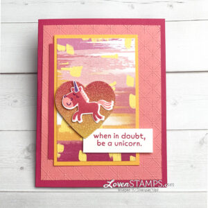 Be a unicorn heart punch rainbow glitter paper card idea dainty diamonds embossing folder hippo happiness and friends artistry blooms dip