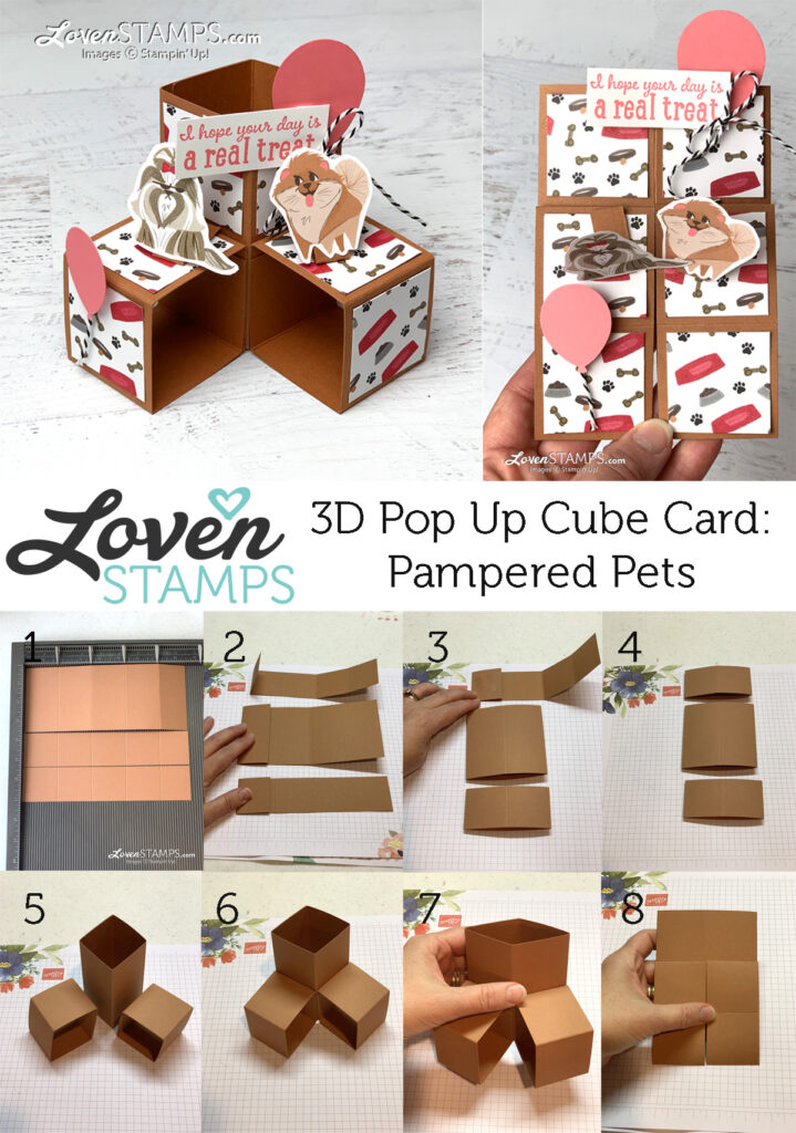 3d pop up cube card playful pampered pets lovenstamps stampin up how to video tutorial
