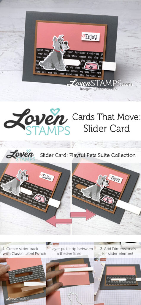 dog slider card playful pets tutorial cards that move lovenstamps how to make a pull tab