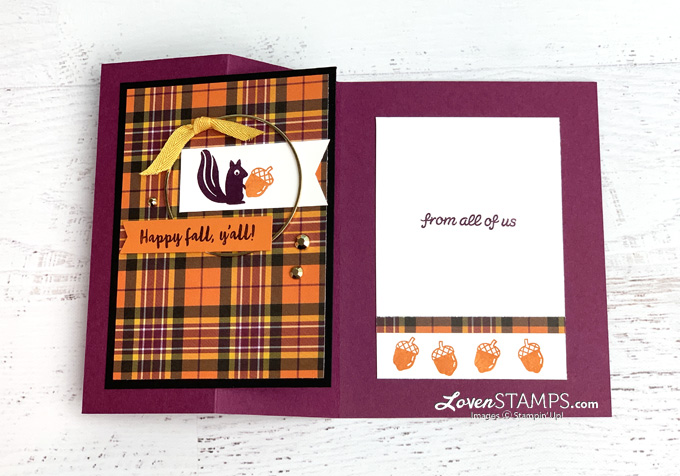 squirrel nut plaid tidings dsp fun fold gold hoops banner year pick a punch lovenstamps video tutorial