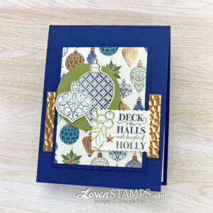 christmas pop up card ornaments blue green copper