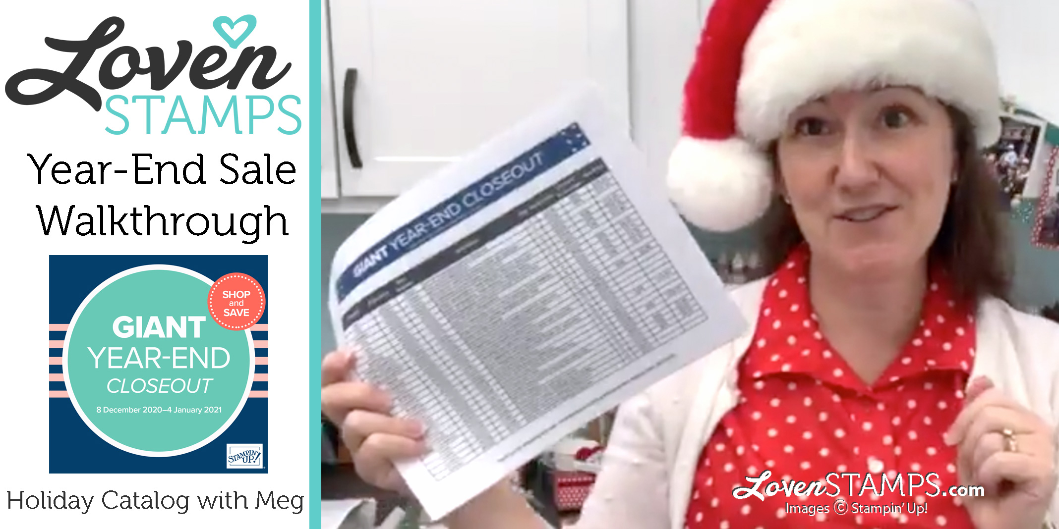 year end santa hat blowout stampin up video walkthrough with lovenstamps holiday catalog tips