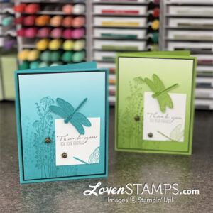dragonfly punch greeting card thank you oh so ombre designer series paper green and turquoiuse