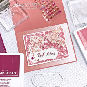 touch of ink love you always dsp frame die cut hummingbird flower foiled paper ombre card