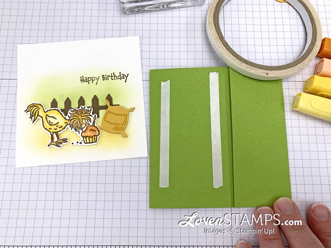 hey birthday chick trifold blending brushes background hidden buckle card