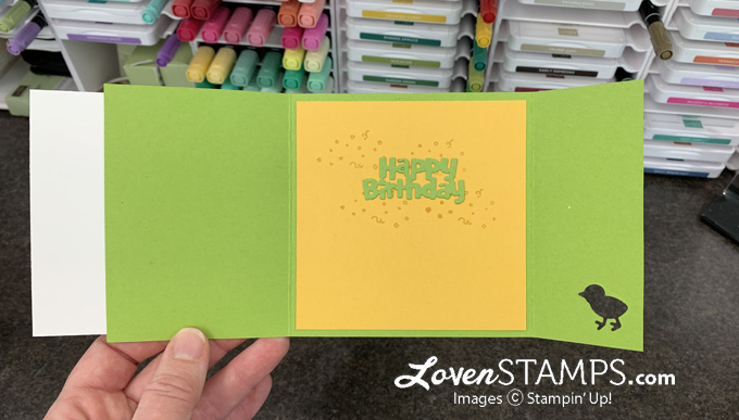 hey birthday chick trifold blending brushes background hidden buckle card