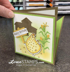 chicken barnyard corn corner pop up card stampin up markers