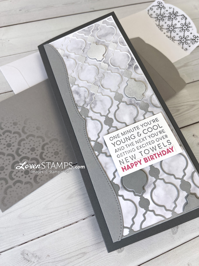 slim-sayings-slimline-envelope-card-dies-stampin-up-sunny-sentiments-birthday-bragworthy-greeting-gray-simply-marbleous-dsp-sab-how-to-ombre