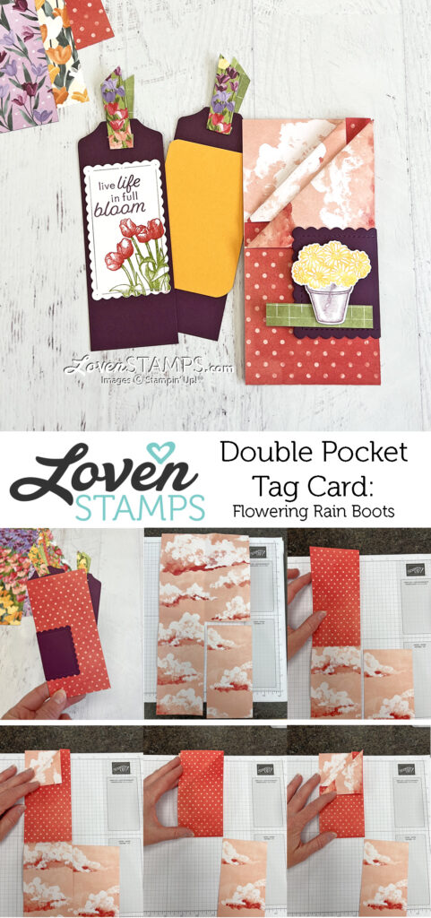 how-to-double-pocket-tag-gift-card-holder-stampin-up-flowering-rain-boots-tulip-fields-dsp-fancy-tag-topper-punch-pin