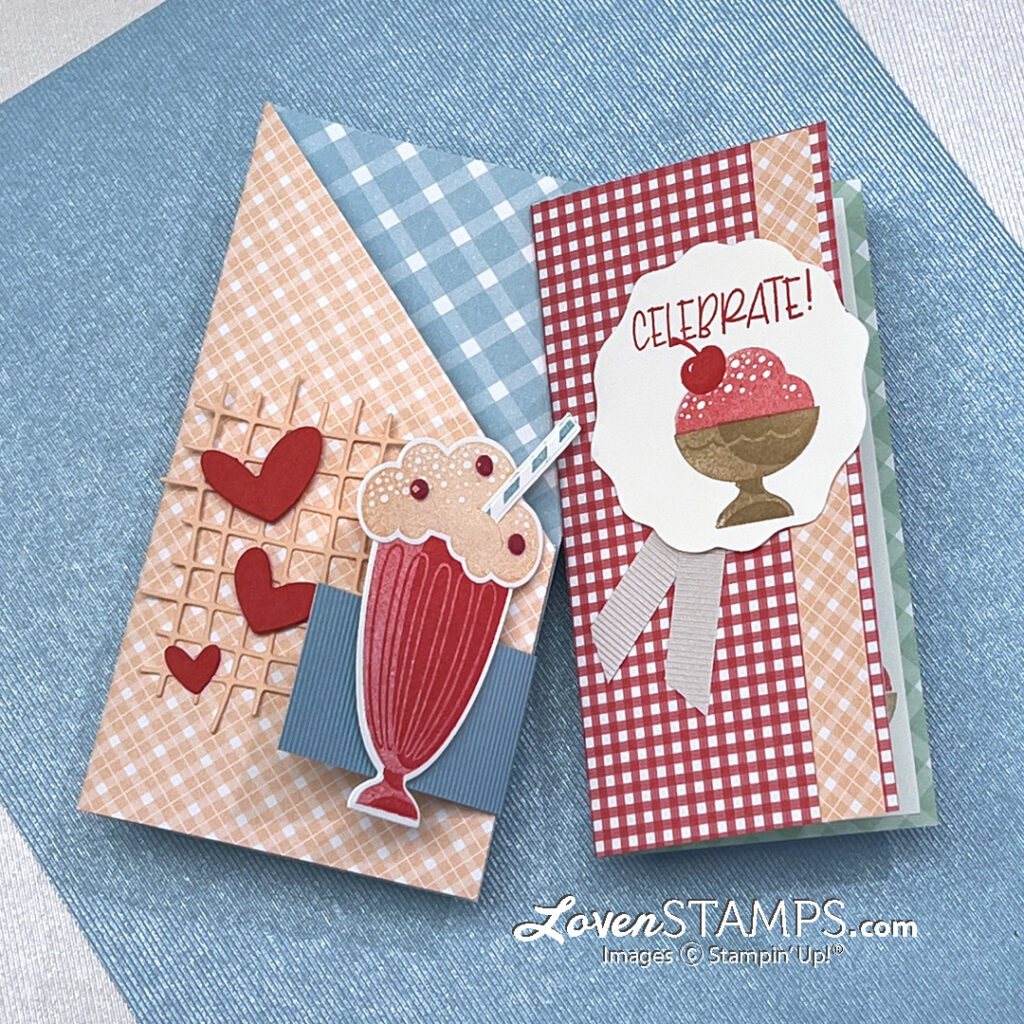 share-a-milkshake-dsp-envelope-folder-card-ice-cream-country-gingham-stampin-up stamping off technique tutorial