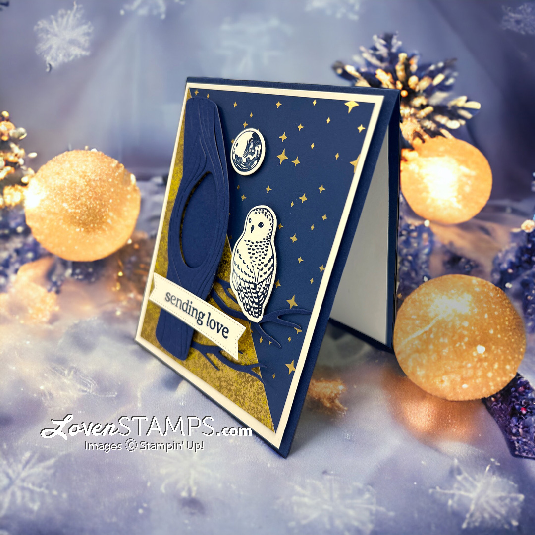 christmas card pretty bauble background snowflakes bokeh dsp-diagonal-winter-owls-stampin-up-shining-brightly-tree-card
