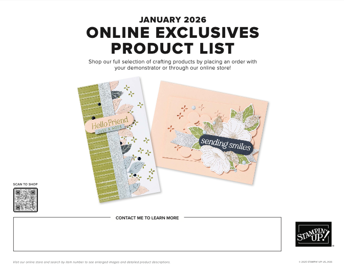 January 2026 stampin up Online Exclusives Release - products PDF