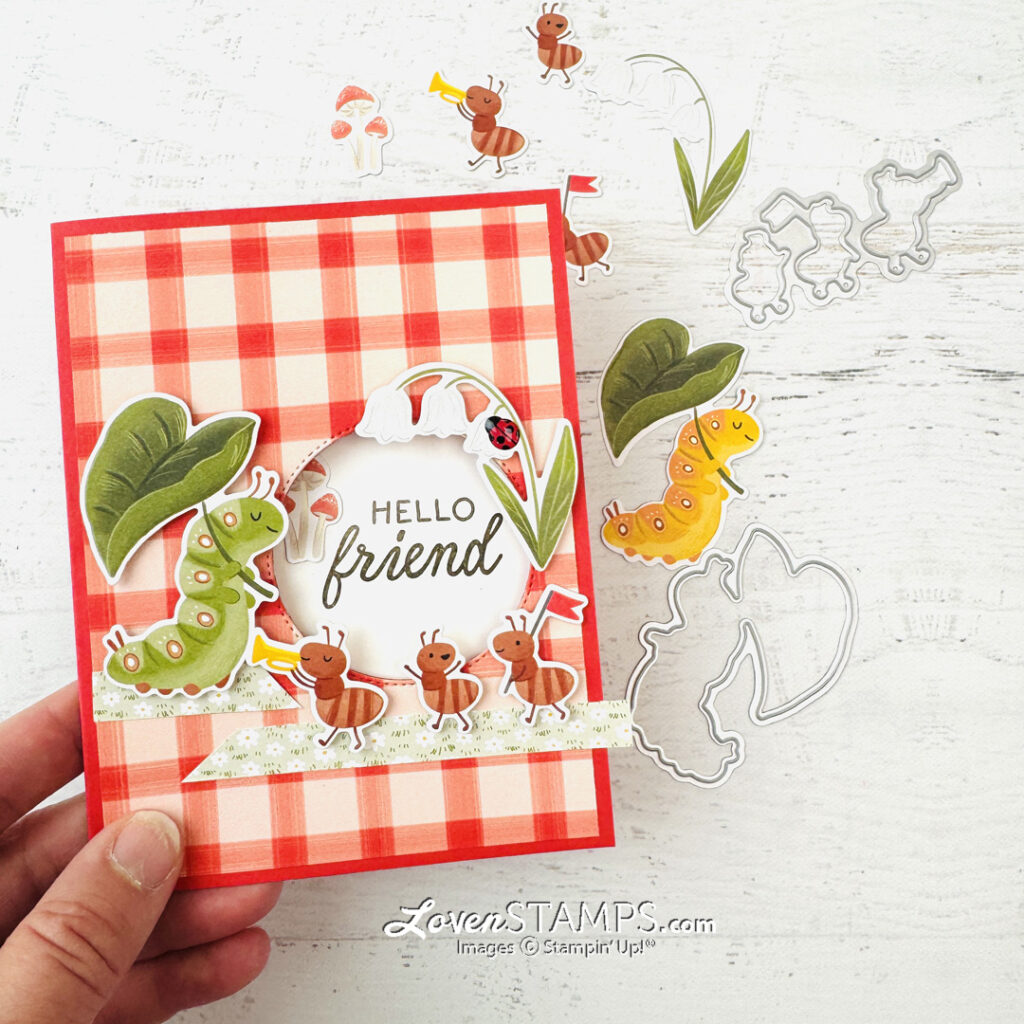 Ep 630: EASY Peek-A-Boo Window Cards for Summer with Stampin’ Up!® Cute As A Bug Suite
red plaid ant parade greeting card